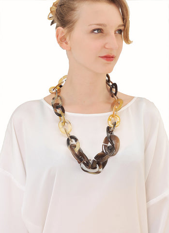 Rolo long chain necklace, Buffalo horn necklace