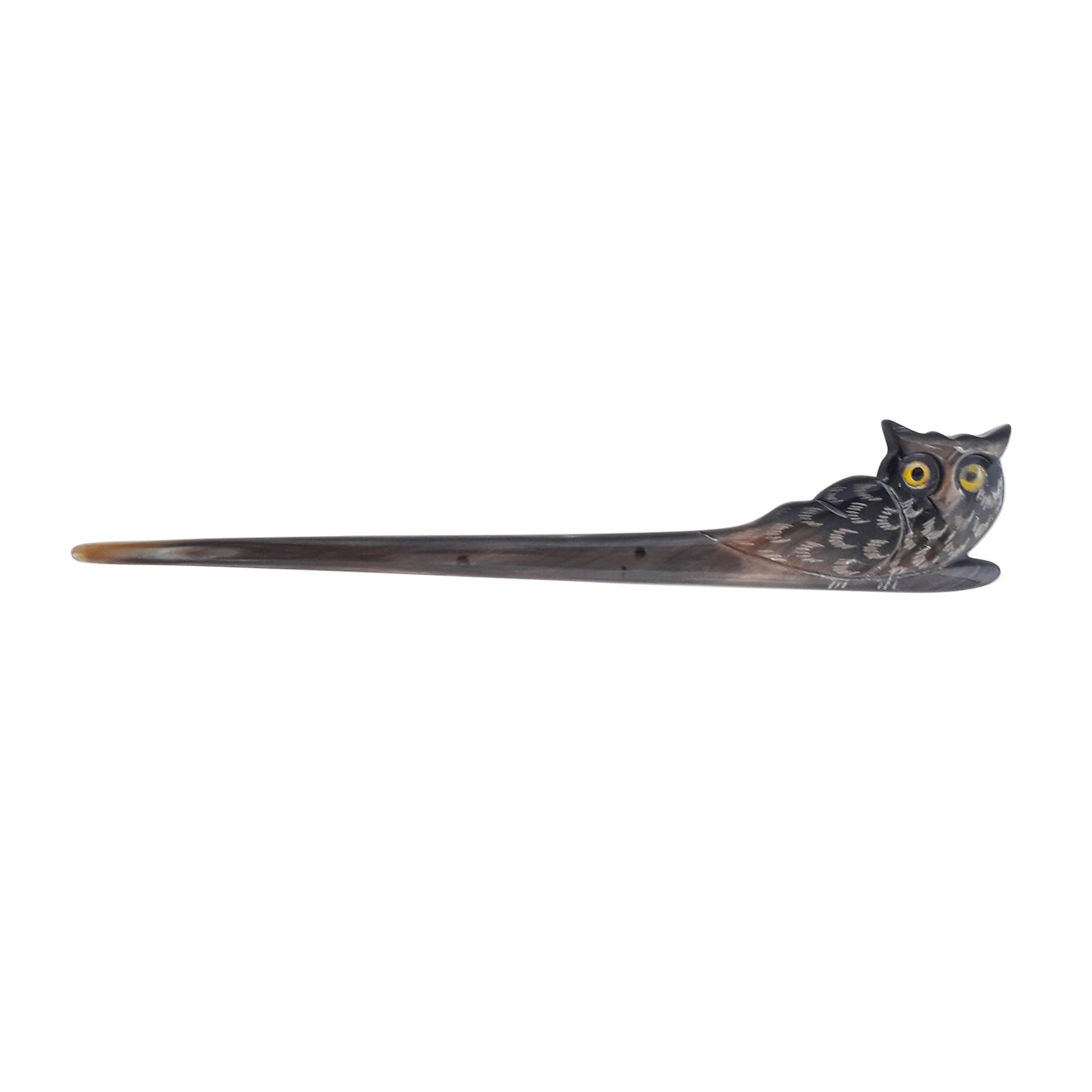 Buffalo Horn Hair Stick - Black Owl
