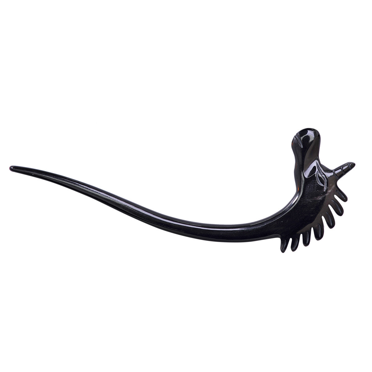 Black Buffalo Horn hair stick caved unicorn