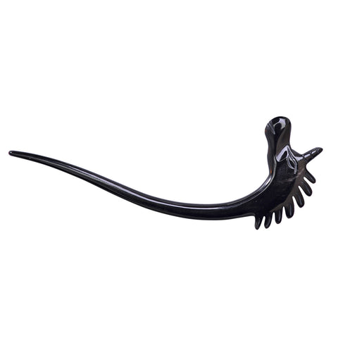 Black wavy buffalo horn hair stick