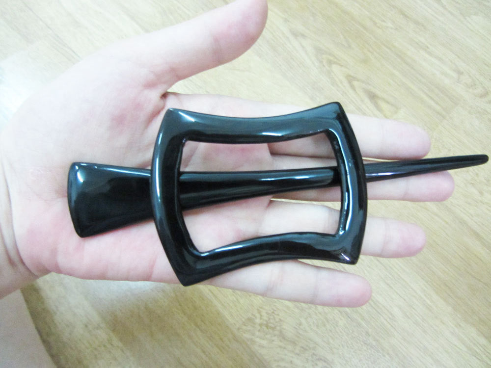 Black buffalo horn hair barrette