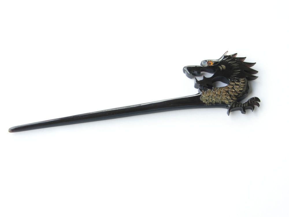 Black Buffalo Horn Dragon Hair Stick