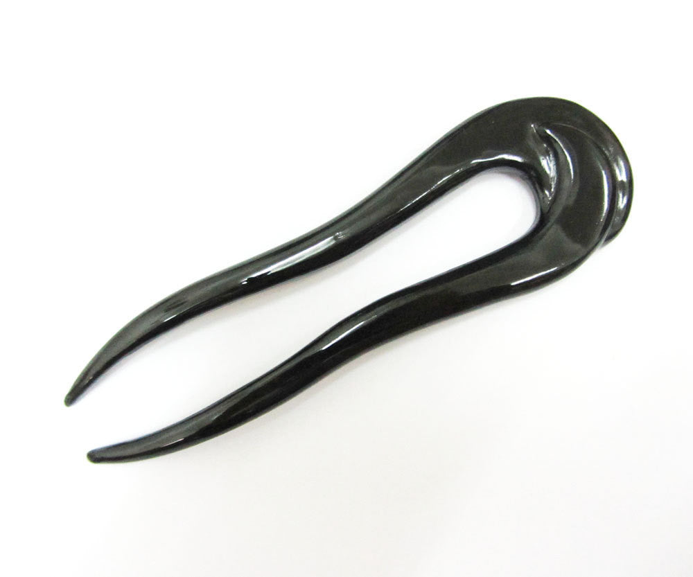 Artistic big black buffalo horn hair fork