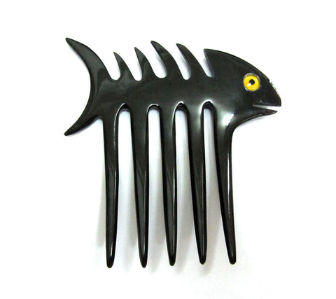 Artistic big black buffalo horn hair fork