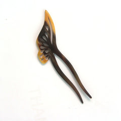 Buffalo horn hair fork carved butterfly