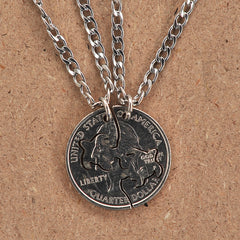 Hand Coin Cut Turtle Interlocking Necklaces
