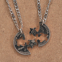 Hand Coin Cut Turtle Interlocking Necklaces