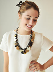 Charm link chain buffalo horn necklace