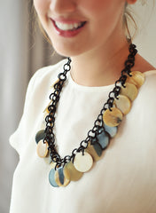 Charm link chain buffalo horn necklace