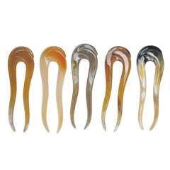 Big multicolor buffalo horn hair fork