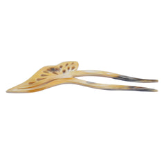 Buffalo horn hair fork carved butterfly