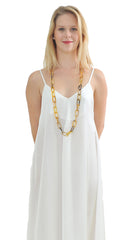 Honey long buffalo horn chain necklace