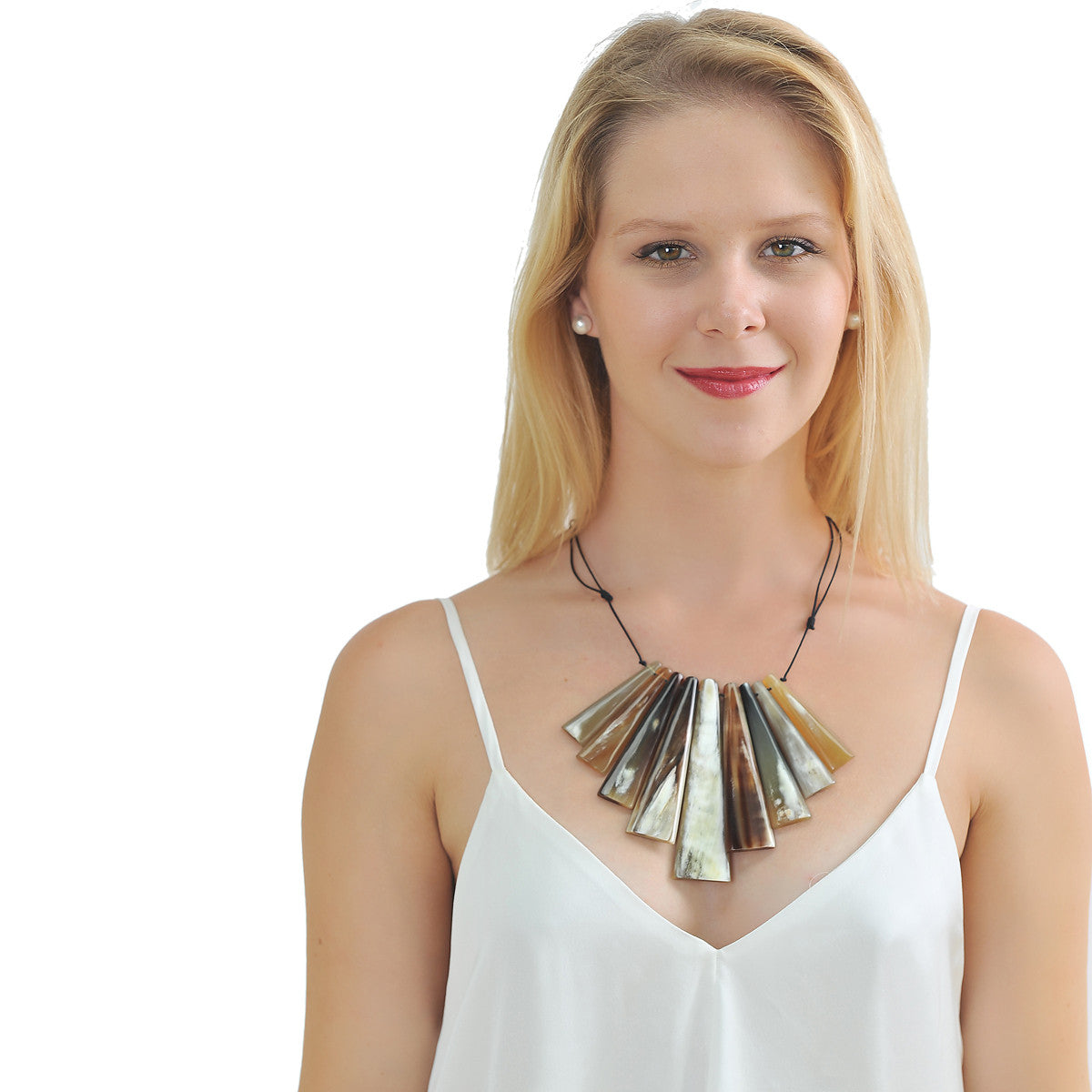 Buffalo horn statement necklace