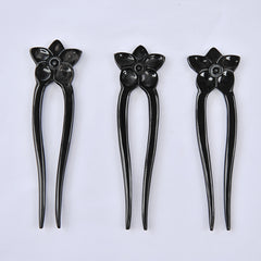 Black Flower Buffalo Horn Hair fork