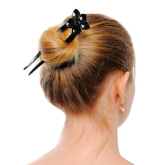 Black Flower Buffalo Horn Hair fork