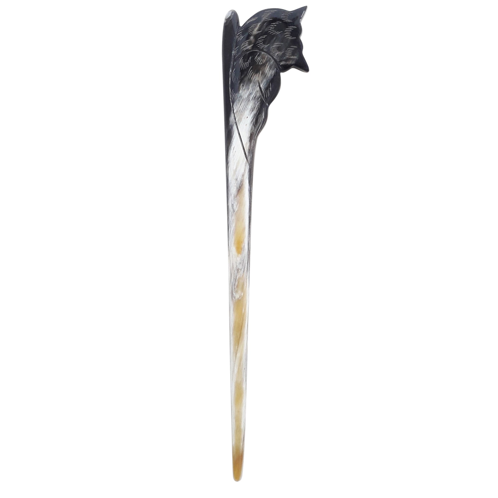 Buffalo Horn Hair Stick - Black Owl