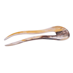 2 prongs Light Shade buffalo Horn hair fork
