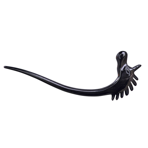 Black Buffalo Horn hair stick caved unicorn