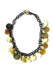 Charm link chain buffalo horn necklace