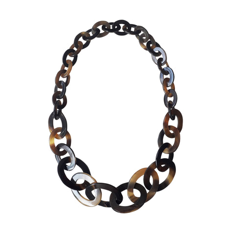 Charm link chain buffalo horn necklace