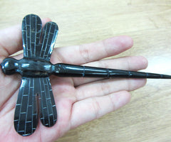 Black Dragonfly horn hair stick