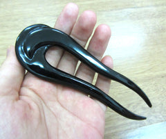 Artistic big black buffalo horn hair fork