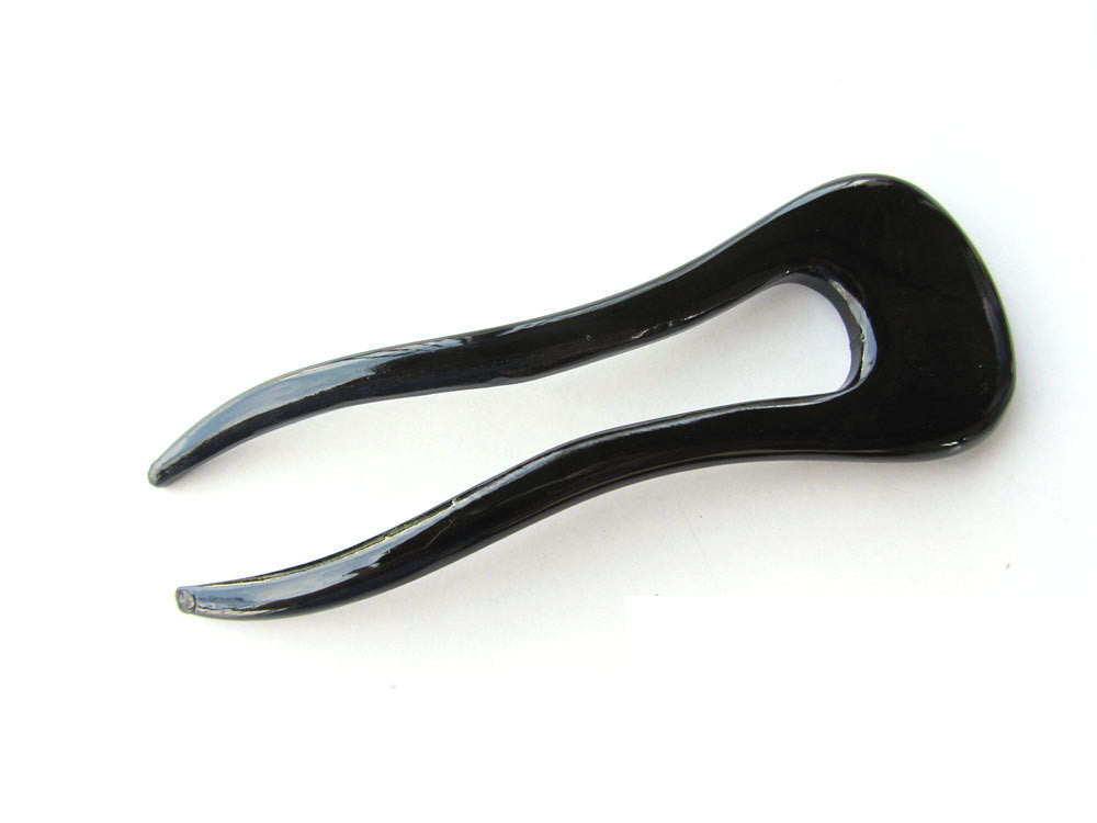 Simple Black buffalo Horn hair fork